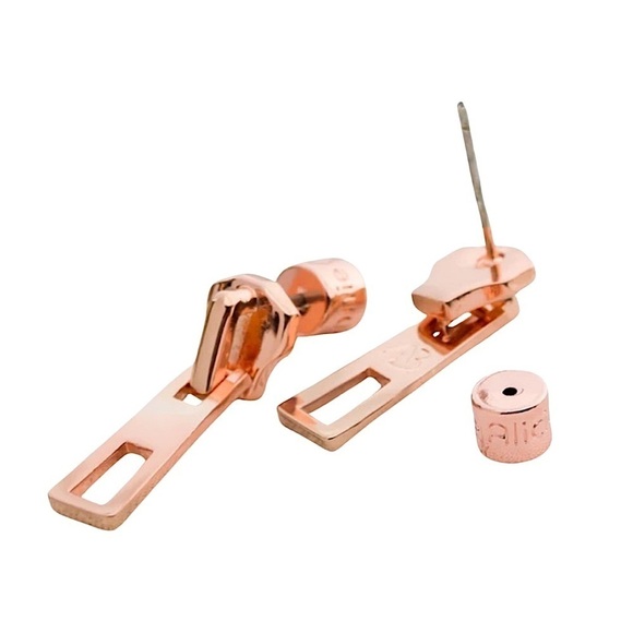 ALICIA BONNIE • The Zip Rose Gold Zipper Earrings - Picture 4 of 5